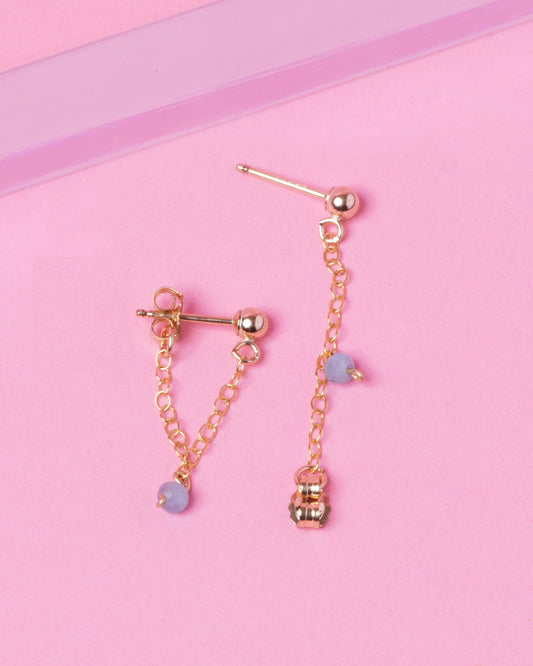 AQUAMARINE 14K GOLD FILLED HUGGIE EARRINGS