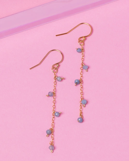 AQUAMARINE 14K GOLD FILLED DROP EARRINGS