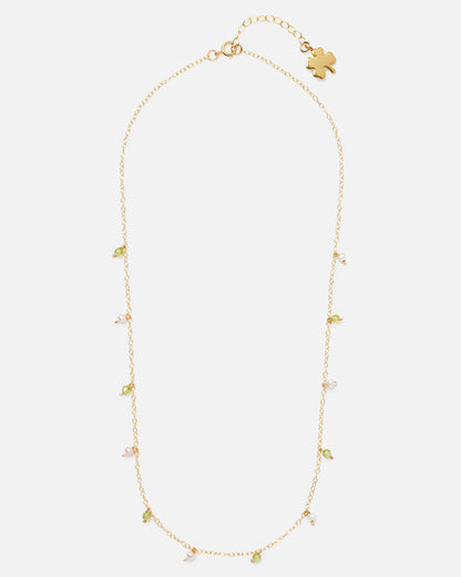 LEAH'S PERIDOT AND PEARL DAINTY 14K GOLD FILLED NECKLACE