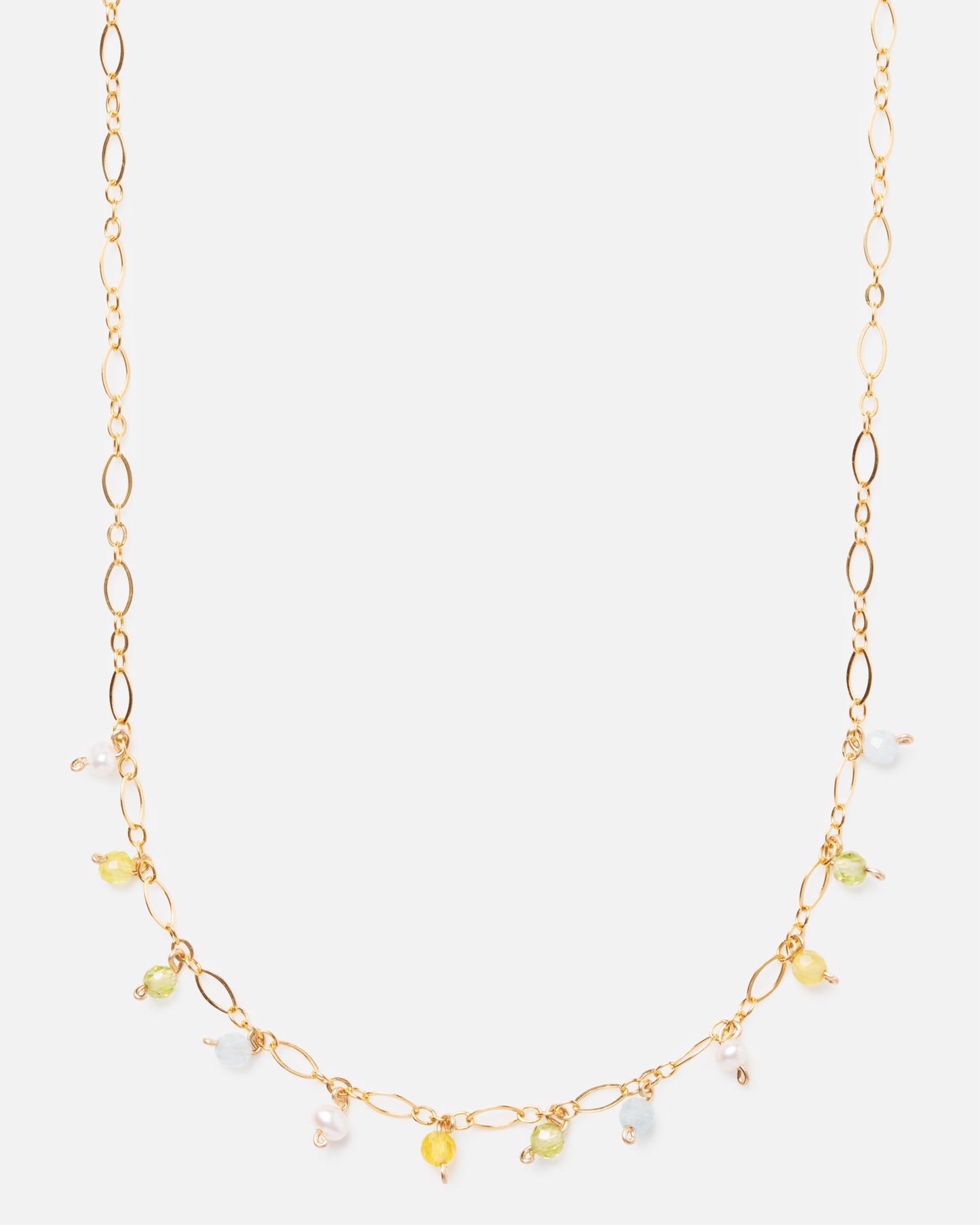 LEAH'S MULTI-GEM OLIVIA 14K GOLD FILLED FANCY CHAIN NECKLACE