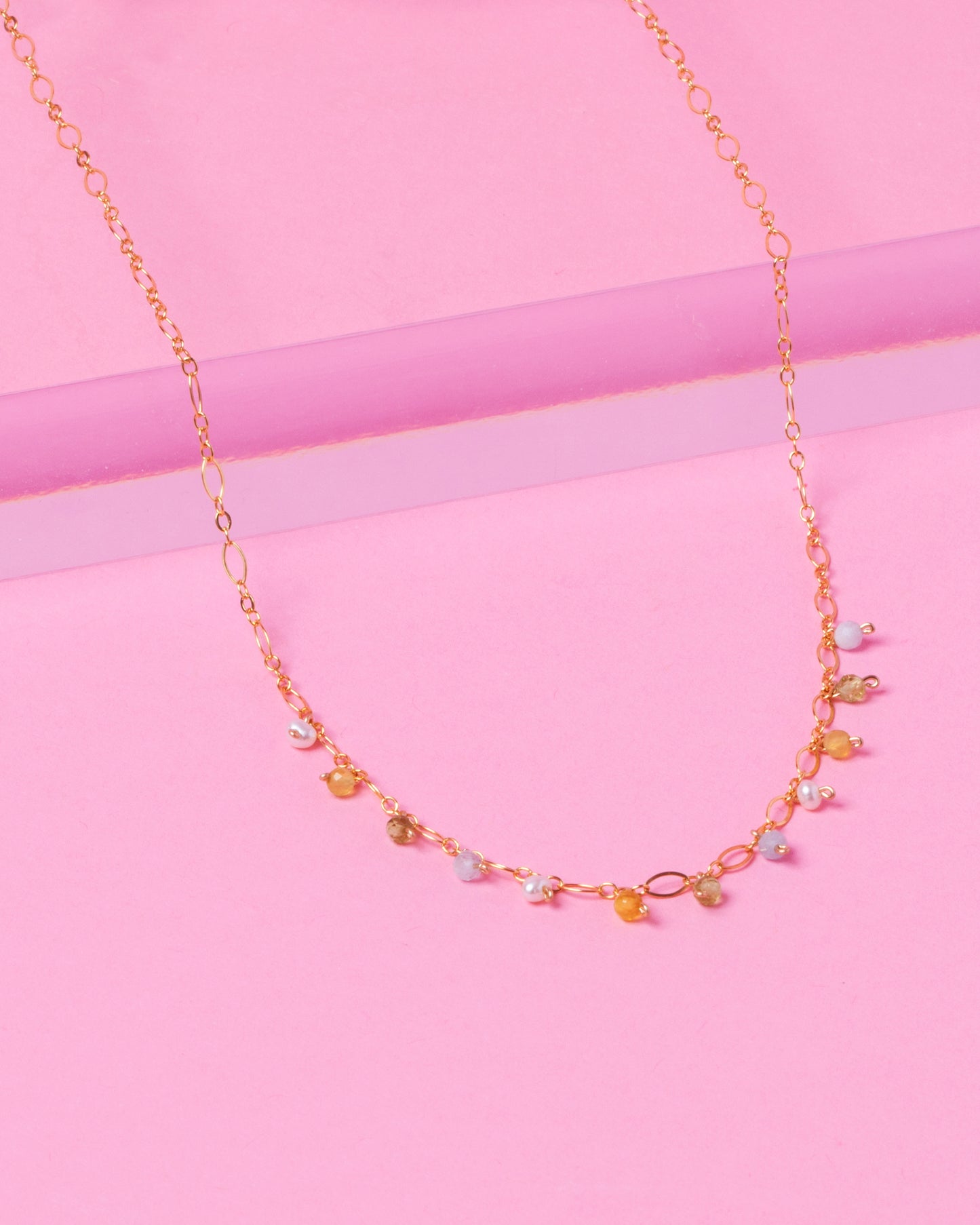 LEAH'S MULTI-GEM OLIVIA 14K GOLD FILLED FANCY CHAIN NECKLACE