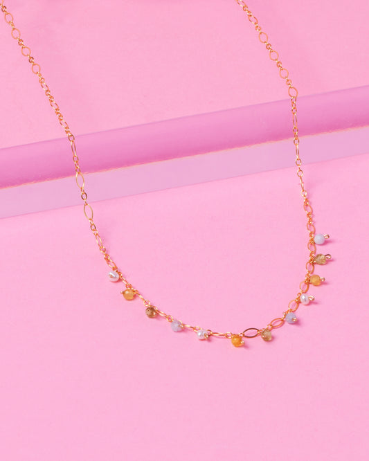 LEAH'S MULTI-GEM OLIVIA 14K GOLD FILLED FANCY CHAIN NECKLACE