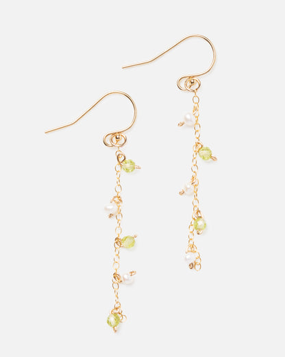 LEAH'S PERIDOT AND PEARL 14K GOLD FILLED DROP EARRINGS