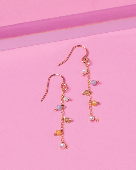 LEAH'S MULTI-GEM 14K GOLD FILLED DROP EARRINGS