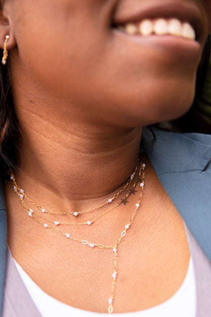 BLUE LACE AGATE 14K GOLD FILLED DROP NECKLACE
