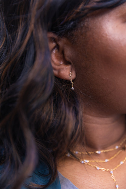 MORGANITE 14K GOLD FILLED HUGGIE EARRINGS