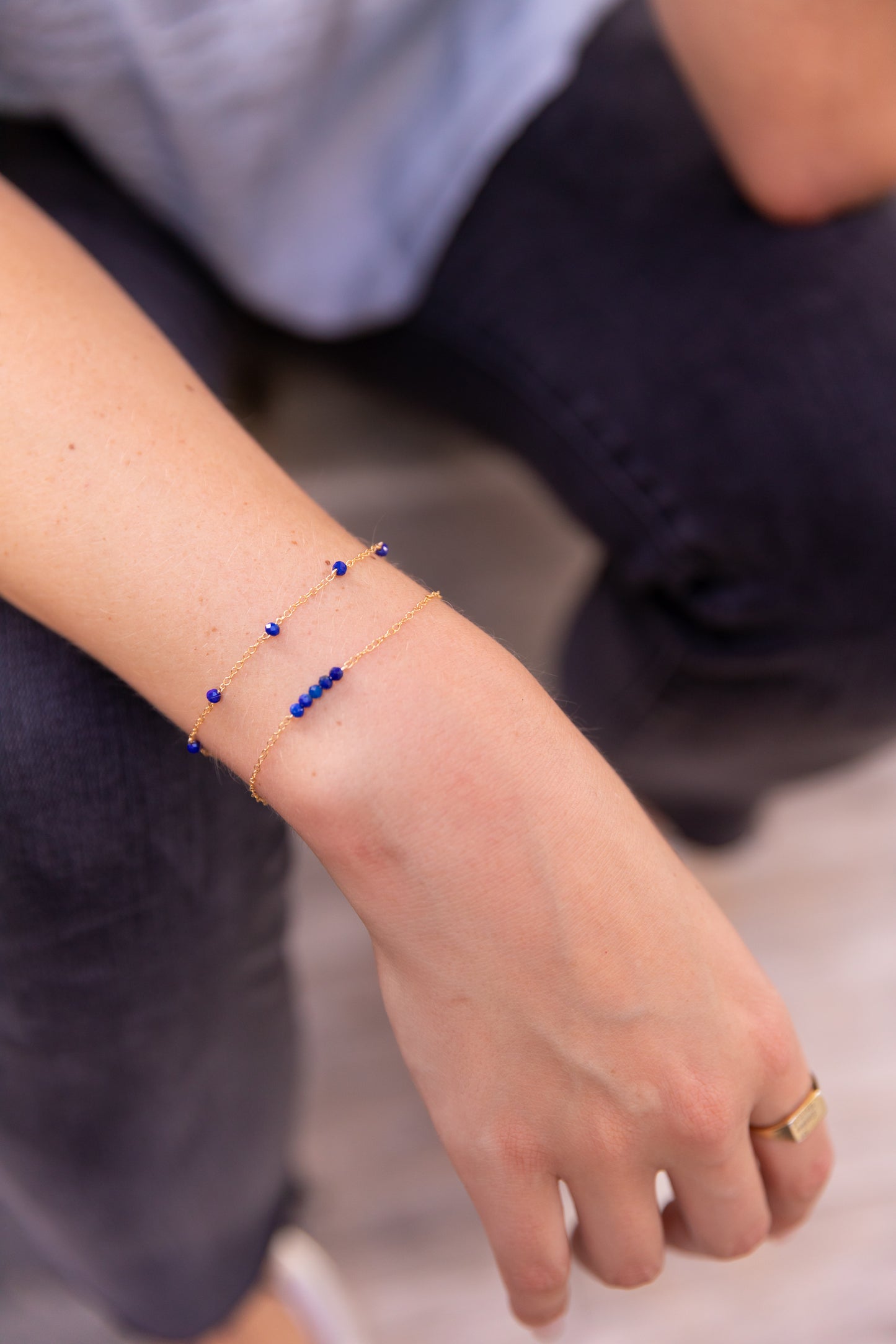 LAPIS CLUSTER 14K GOLD FILLED BRACELET