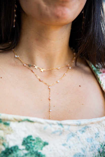 SHOOTING STAR PINK OPAL 14K GOLD FILLED NECKLACE